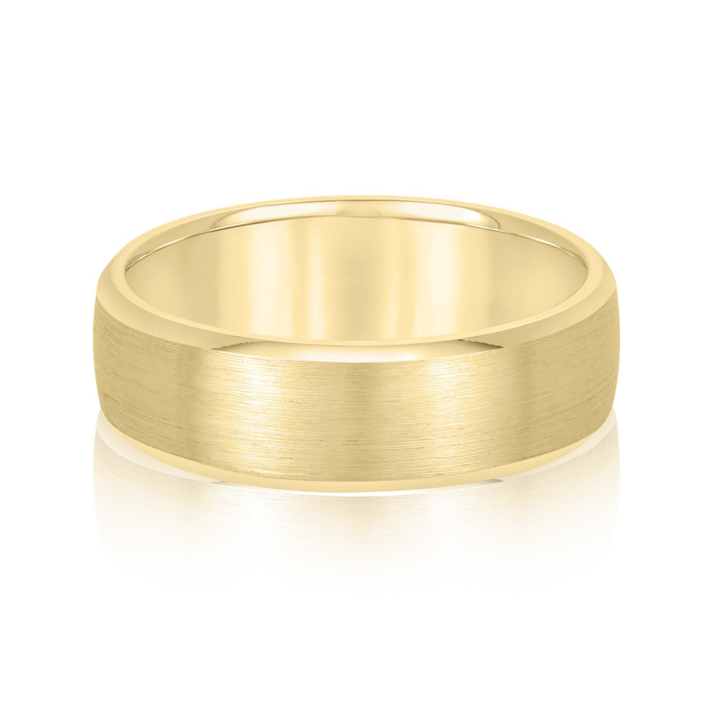 6MM 18K YG Mens' Wedding Band - Brushed with Beveled Edge - Size 13 (Deposit)