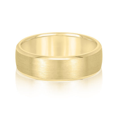 6MM 18K YG Mens' Wedding Band - Brushed with Beveled Edge - Size 13 (Deposit)